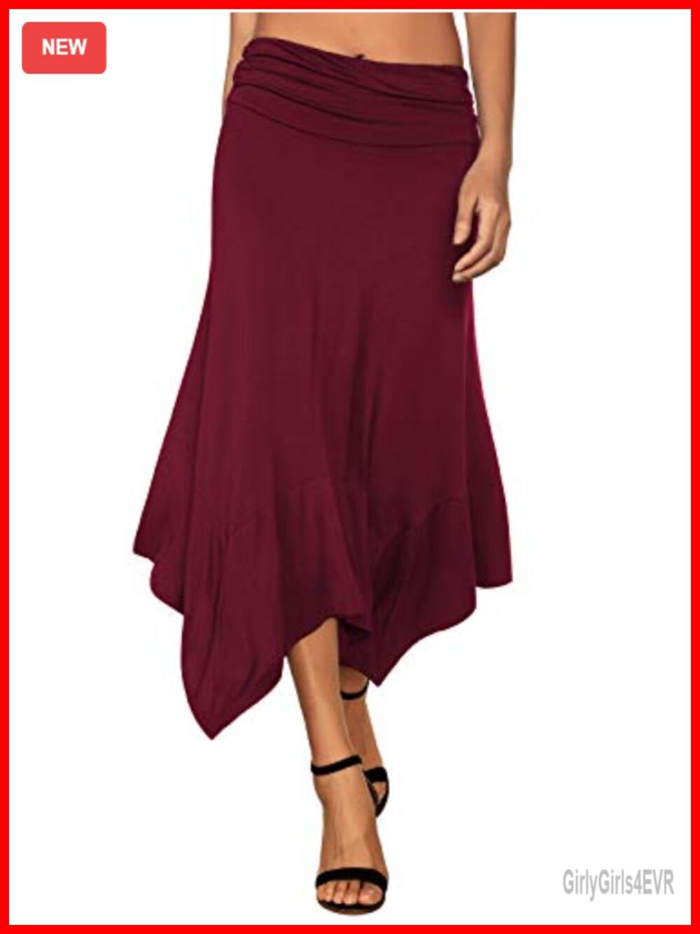 Women's Flowy Handkerchief Hemline Midi Skirt